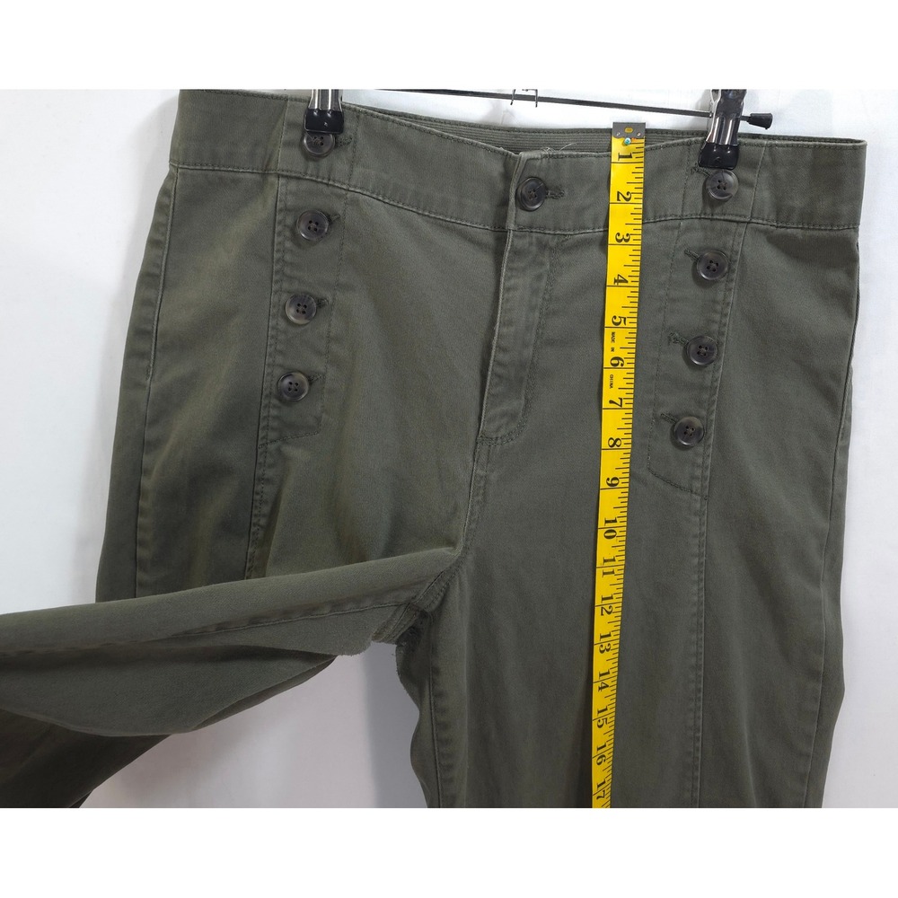 St Johns Bay Wide Leg Pants Sailor Button Women 10 Olive Green Nautical Style - Picture 5 of 12